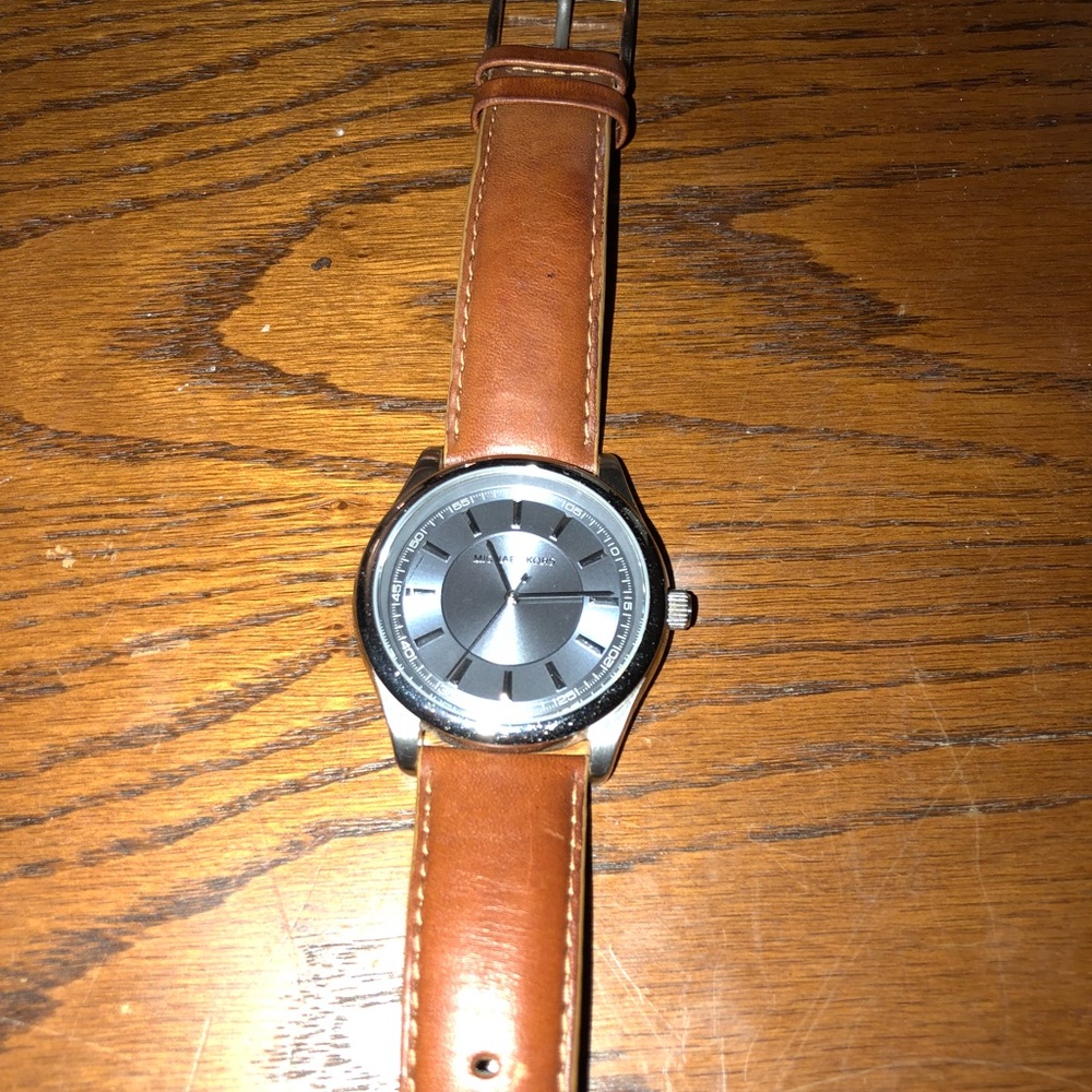 Mens Michael Kors watch - brown band blue face